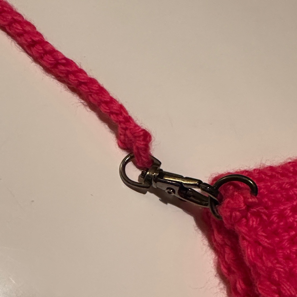 Handcrafted Hot Pink Crochet Crossbody Bag - Picture 11 of 13